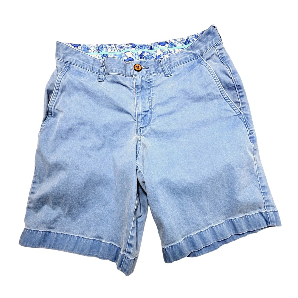 Tommy Bahama Mens Shorts 29x9 Blue Tencel Cotton Chino Flat Front